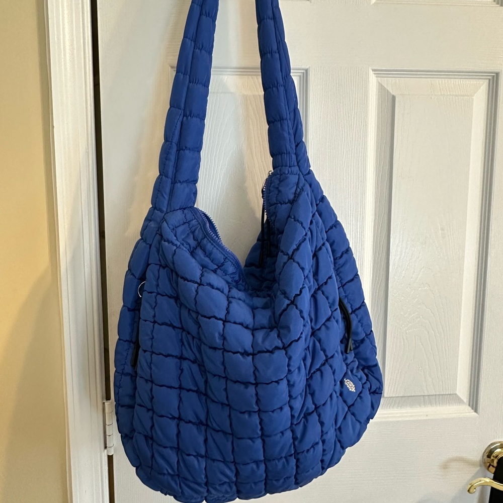 Free People Blue Quilted Carryall Bag